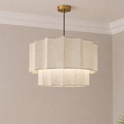 CGC Lighting Cgc Catalina Extra Large 52Cm Cream Fine Linen Two Tier Inverted Scallop Lampshade - thumbnail 5