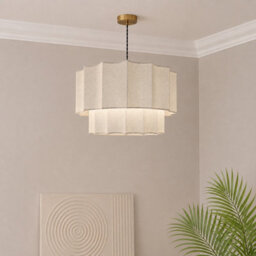 CGC Lighting Cgc Catalina Extra Large 52Cm Cream Fine Linen Two Tier Inverted Scallop Lampshade - thumbnail 6