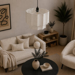CGC Lighting Cgc Catalina Extra Large 52Cm Cream Fine Linen Two Tier Inverted Scallop Lampshade - thumbnail 3