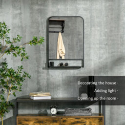 Homcom Rectangle Wall Mirror With Shelf 70 X 50 Cm, For Living Room, Bedroom - thumbnail 4