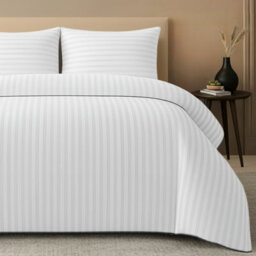 Lazzaro Luxury Satin Stripe Single Duvet Cover Set In Premium Microfibre Hotel Quality Hypoallergenic Quilt Bedding Sets - thumbnail 4