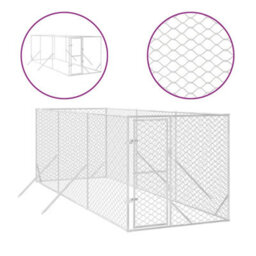Walplus Outdoor Dog Kennel Silver 2X6X2 M Galvanised Steel - thumbnail 2
