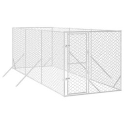 Walplus Outdoor Dog Kennel Silver 2X6X2 M Galvanised Steel - thumbnail 3