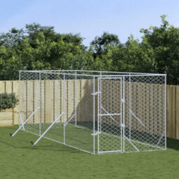 Walplus Outdoor Dog Kennel Silver 2X6X2 M Galvanised Steel - thumbnail 1