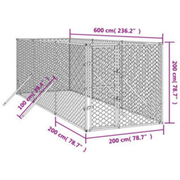 Walplus Outdoor Dog Kennel Silver 2X6X2 M Galvanised Steel - thumbnail 4