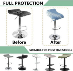 Printed Bar Stool Cover Set Of 2, Universal Seat With Elastic Bottom, Industrial Style - thumbnail 4