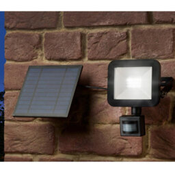 Black Solar Powered Pir Motion Sensor Millennium Floodlight - 1000 Lumen Outdoor Garden Wall Or Fence Mounted Security Lighting - thumbnail 1