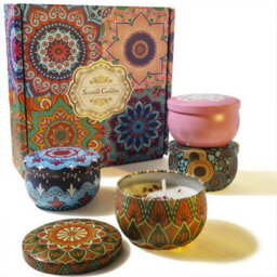 Plant Soybean Dried Flower Scented Candle Four-Piece Set -4 Candles And One Gift Box-Carnation - thumbnail 1