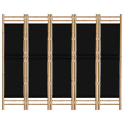 Berkfield Folding 5-Panel Room Divider 200 Cm Bamboo And Canvas - thumbnail 4