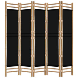Berkfield Folding 5-Panel Room Divider 200 Cm Bamboo And Canvas - thumbnail 5