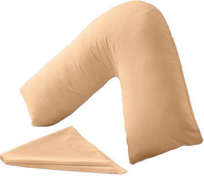 Homes & Linen Orthopaedic V-Shaped Pillow Extra Cushioning Support For Head, Neck & Back (Latte, V-Pillow With Cover
