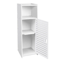 Bathroom Storage Cabinet 3 Tier Floor Cabinet Organizer With Door Free-Standing - thumbnail 1