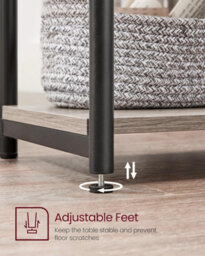 Songmics Industrial Storage Set Of 2, Double-Tier Side Tables With Metal Frame, Heather Greige And Classic Black - thumbnail 7
