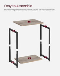 Songmics Industrial Storage Set Of 2, Double-Tier Side Tables With Metal Frame, Heather Greige And Classic Black - thumbnail 8