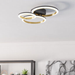 Eglo Calliera Black & Brass Steel Led Circle Modern Ceiling Light - thumbnail 1