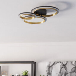 Eglo Calliera Black & Brass Steel Led Circle Modern Ceiling Light - thumbnail 3