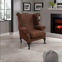 Chesterfield High Back Wing Chair Mac Claret Wool Bespoke In Queen Anne Style - thumbnail 4