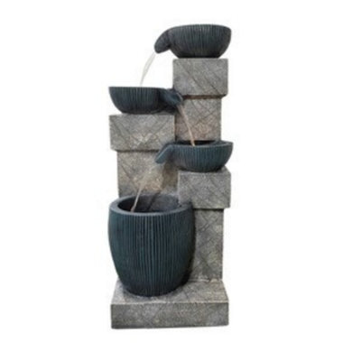 Outdoor Living UK Solar Lumina Cascade Contemporary Water Feature With Cover