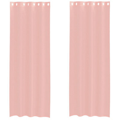 Berkfield Durable Voile Curtains With Grommets 2 Pcs Pink 140X300 Cm