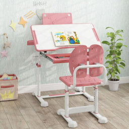 Gainoom Kids Pink Study Desk & Chair Set Height-Adjustable Children Study Desk - thumbnail 4