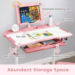 Gainoom Kids Pink Study Desk & Chair Set Height-Adjustable Children Study Desk - thumbnail 7