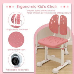 Gainoom Kids Pink Study Desk & Chair Set Height-Adjustable Children Study Desk - thumbnail 8