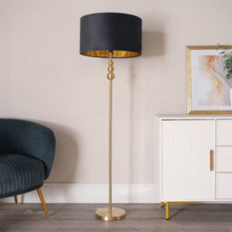 Valuelights Marissa Gold Stacked Ball Floor Lamp With Black Velvet / Gold Inner Shade And Bulb - thumbnail 3