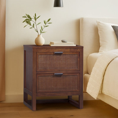 Teamson Home Hatteras Bedside Table 2 Drawer Nightstand, Walnut - image 1