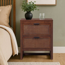 Teamson Home Hatteras Bedside Table 2 Drawer Nightstand, Walnut - thumbnail 3