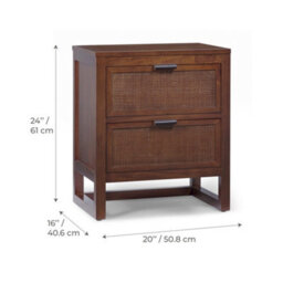 Teamson Home Hatteras Bedside Table 2 Drawer Nightstand, Walnut - thumbnail 5