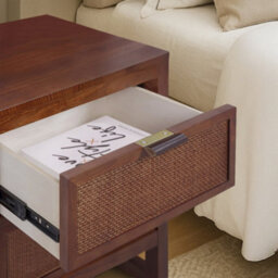 Teamson Home Hatteras Bedside Table 2 Drawer Nightstand, Walnut - thumbnail 4
