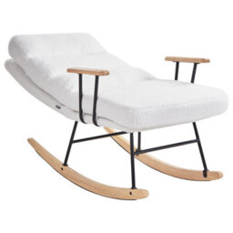 Beliani Rocking Chair Eskelin Reclining Boucle Off-White - thumbnail 7