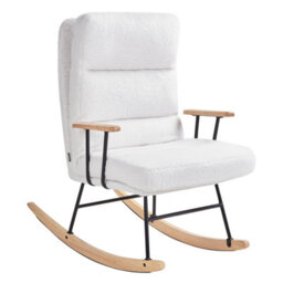 Beliani Rocking Chair Eskelin Reclining Boucle Off-White - thumbnail 8