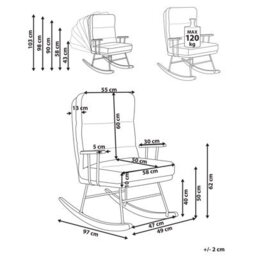 Beliani Rocking Chair Eskelin Reclining Boucle Off-White - thumbnail 3