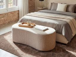 Beliani Modern Ottoman Amal Fabric Beige - thumbnail 2