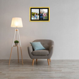 AK Frames 20X14 Gold Modern Multi Photo Frame With Black Mount - Holds 2 Apertures (2X) A4 Photos - thumbnail 3