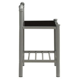 Berkfield Bedside Cabinets 2 Pcs Grey And Black Metal And Glass - thumbnail 4