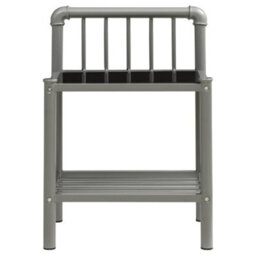 Berkfield Bedside Cabinets 2 Pcs Grey And Black Metal And Glass - thumbnail 3