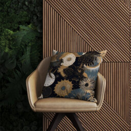 Warren Reed Designer Abstract Blue Gold Moon Sun Outdoor Cushion 45Cm X 45Cm - thumbnail 2