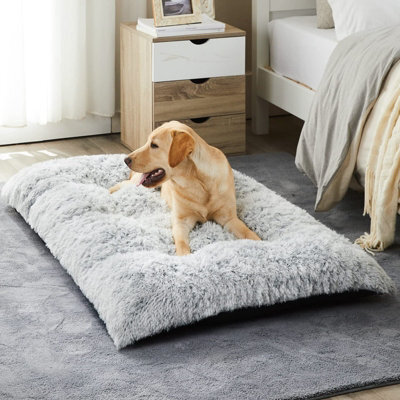 Light Grey Dog Bed Soft Pet Cushion Large Dog Crate Puppy Cat Mattress Washable Pad Mat 55X45Cm S - image 1