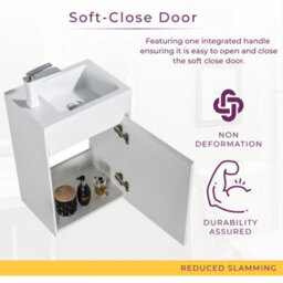 Plum&clay Rigel Gloss White Wall Hung Cloakroom Vanity Unit With Resin Basin (W)44Cm (H)63Cm - thumbnail 6