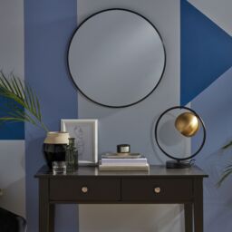 GoodHome Muhely Brushed Black Modern Round Wall-Mounted Framed Mirror, (H)60.9Cm (W)60.9Cm - thumbnail 4
