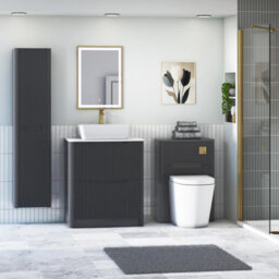 Royal Bathrooms Avenza 700mm Matt Obsidian Black Floor Standing Countertop Bathroom Vanity Unit 2 Drawer With Cube Basin - thumbnail 4