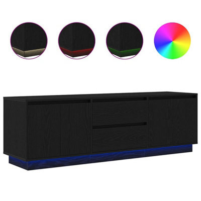Berkfield Durable Tv Cabinet With Led Lights Black Oak 160.5X41X50 Cm - image 1