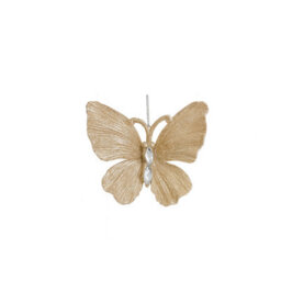 Melody Maison Set Of 3 Champagne Gold Glitter Jewelled Butterfly Christmas Decorations - 10Cm - thumbnail 6