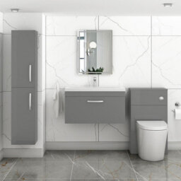 Royal Bathrooms Turin Indigo Grey Gloss 800mm Wall Hung Vanity Unit 1 Drawer With Mid-Edge Basin Sink - thumbnail 2