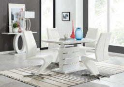 Furniturebox Uk Renato 120Cm High Gloss Extending Dining Table And 4 White Willow Chairs - thumbnail 1