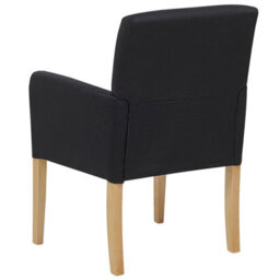 Beliani Armchair-Style Dining Chair, Black Fabric Upholstery, Rubberwood Legs, With Arms, W58 X D60 X H89Cm - thumbnail 5
