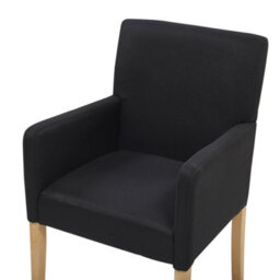 Beliani Armchair-Style Dining Chair, Black Fabric Upholstery, Rubberwood Legs, With Arms, W58 X D60 X H89Cm - thumbnail 6