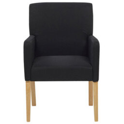 Beliani Armchair-Style Dining Chair, Black Fabric Upholstery, Rubberwood Legs, With Arms, W58 X D60 X H89Cm - thumbnail 1